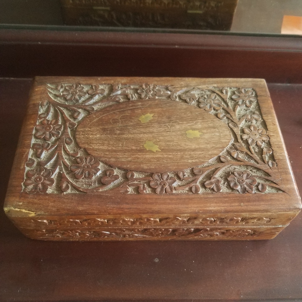 Hand Carved Teak Box
